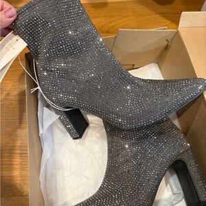 a new day Gray Crystal-Embellished Pointed Toe Ankle Boots